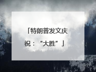 特朗普发文庆祝：“大胜”