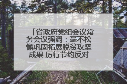 省政府党组会议常务会议强调：毫不松懈巩固拓展脱贫攻坚成果 厉行节约反对浪费弘扬优良作风