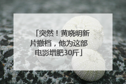 突然！黄晓明新片撤档，他为这部电影增肥30斤