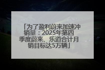 为了盈利蔚来加速冲销量：2025年第四季度蔚来、乐道合计月销目标达5万辆