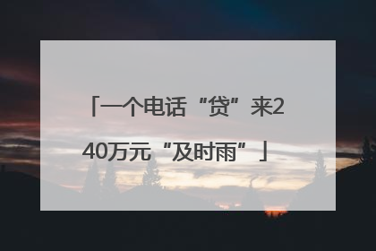 一个电话“贷”来240万元“及时雨”
