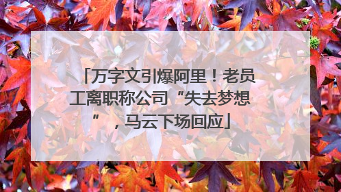 万字文引爆阿里！老员工离职称公司“失去梦想”，马云下场回应