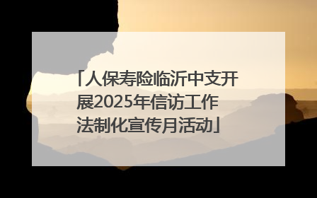 人保寿险临沂中支开展2025年信访工作法制化宣传月活动