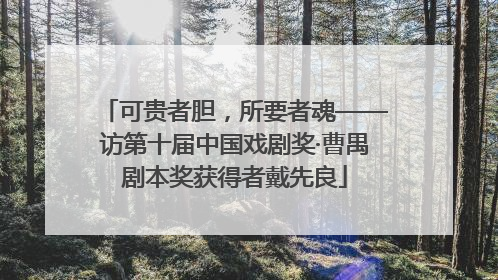 可贵者胆，所要者魂——访第十届中国戏剧奖·曹禺剧本奖获得者戴先良