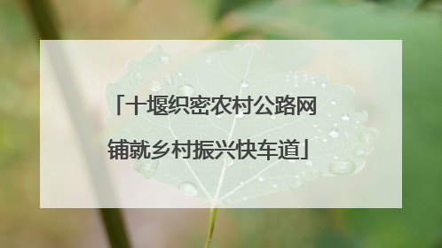 十堰织密农村公路网 铺就乡村振兴快车道