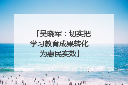 吴晓军：切实把学习教育成果转化为惠民实效