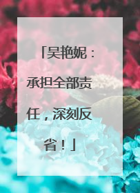 吴艳妮：承担全部责任，深刻反省！