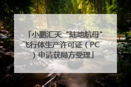 小鹏汇天“陆地航母”飞行体生产许可证（PC）申请获局方受理