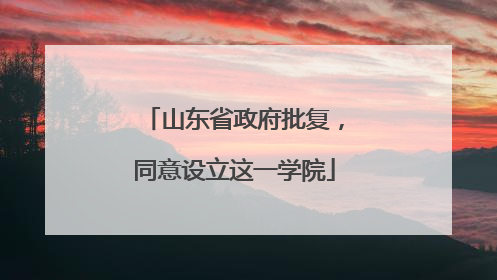 山东省政府批复，同意设立这一学院