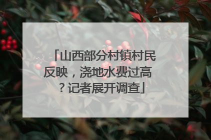 山西部分村镇村民反映，浇地水费过高？记者展开调查