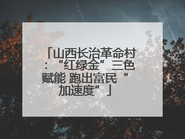 山西长治革命村：“红绿金”三色赋能 跑出富民“加速度”