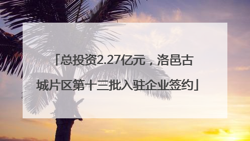 总投资2.27亿元，洛邑古城片区第十三批入驻企业签约