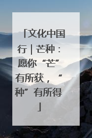 文化中国行｜芒种：愿你“芒”有所获，“种”有所得