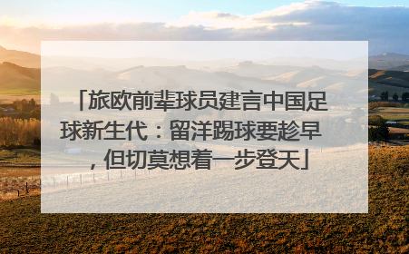 旅欧前辈球员建言中国足球新生代：留洋踢球要趁早，但切莫想着一步登天