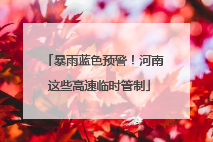 暴雨蓝色预警！河南这些高速临时管制
