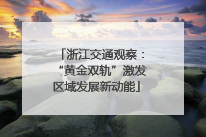 浙江交通观察：“黄金双轨”激发区域发展新动能