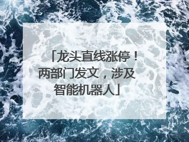 龙头直线涨停！两部门发文，涉及智能机器人