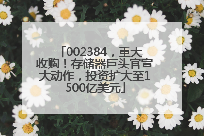 002384，重大收购！存储器巨头官宣大动作，投资扩大至1500亿美元
