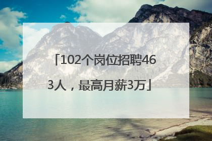 102个岗位招聘463人，最高月薪3万
